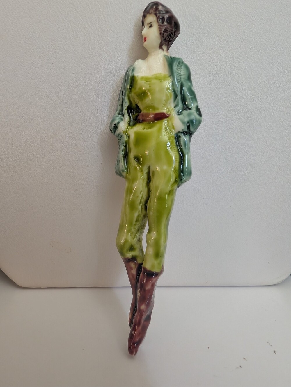 40s Vintage "War Time Land Girl Brooch" Hand Painted Enamel